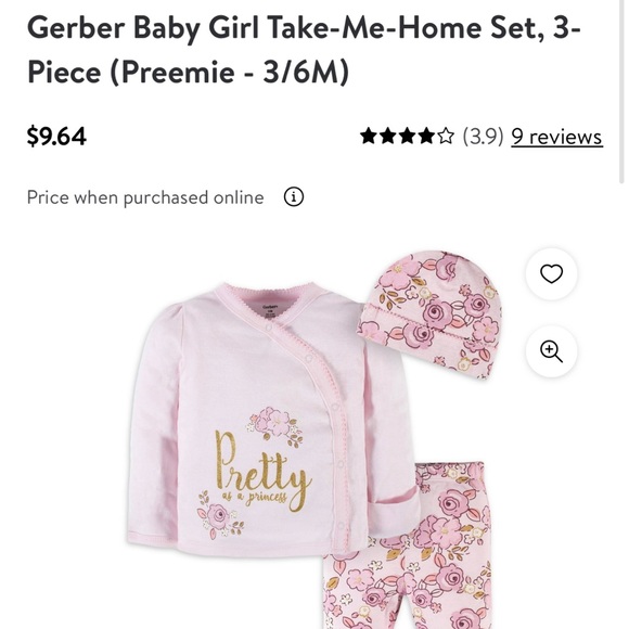 Set of 4 Preemie Baby Girl Outfit and Sleepers - Picture 2 of 8